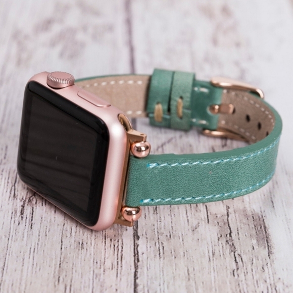 Green Premium Leather Apple Watch Band - Picture 8 of 8